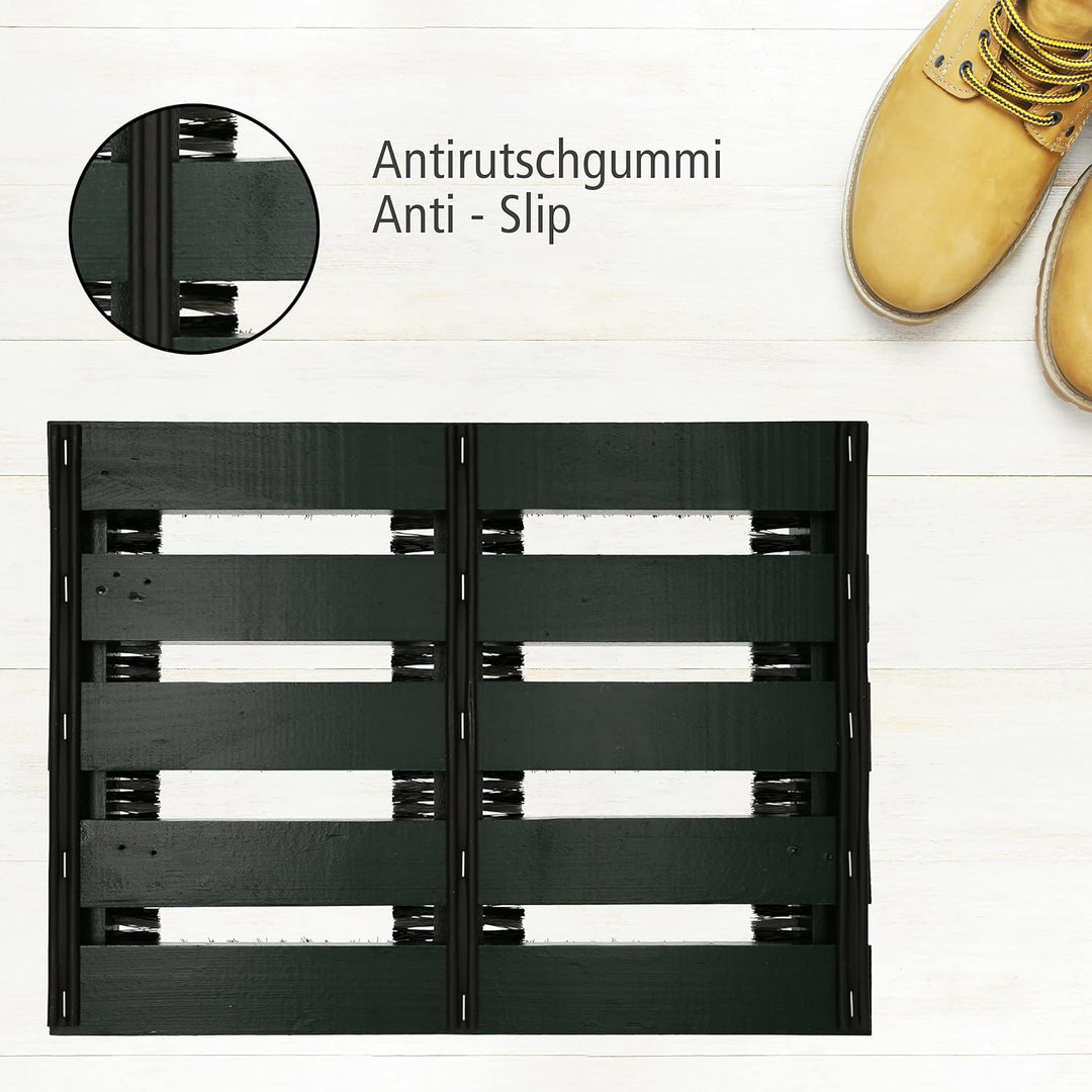 Lantelme Schuhabstreifer Holz für Innen Aussen 36x27cm | Schuhabtreter rutschfest mit Kunstborsten f