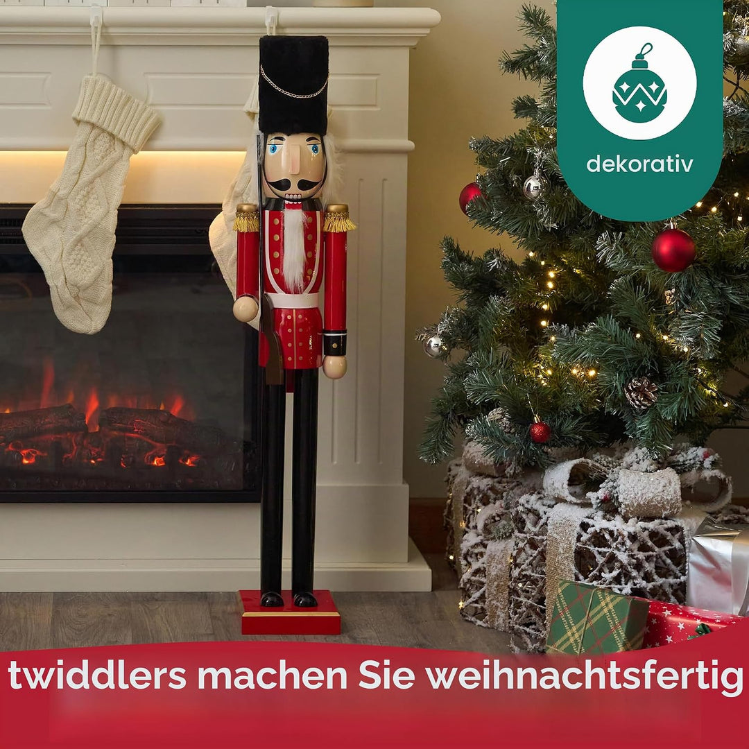 THE TWIDDLERS - Extra grosser hölzerner Weihnachts-Nussknacker-Soldat Königliche Garde, 90cm / 35“ i