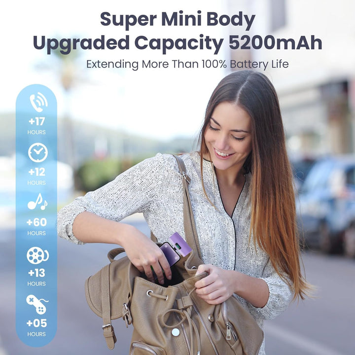 Mini Powerbank 5200mAh für iPhone, Klein Power Bank 20W PD 4.0A Schnellladefunktion Externer Akku, C
