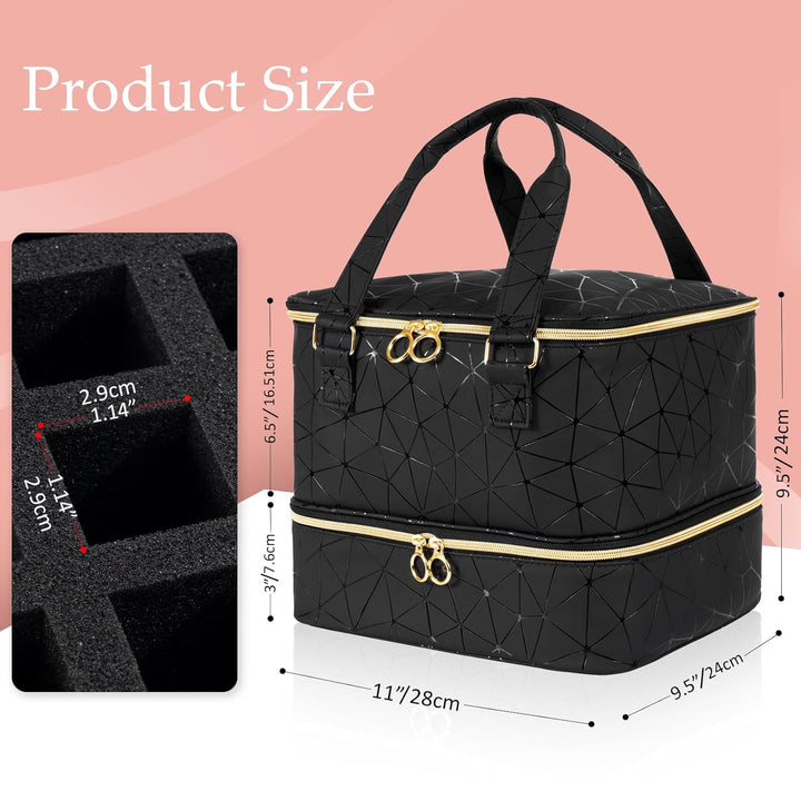Uross Nagellack Organizer für 42 Nagellackflaschen und 1 LED-Nagellampe, Nagellack Aufbewahrung Tasc