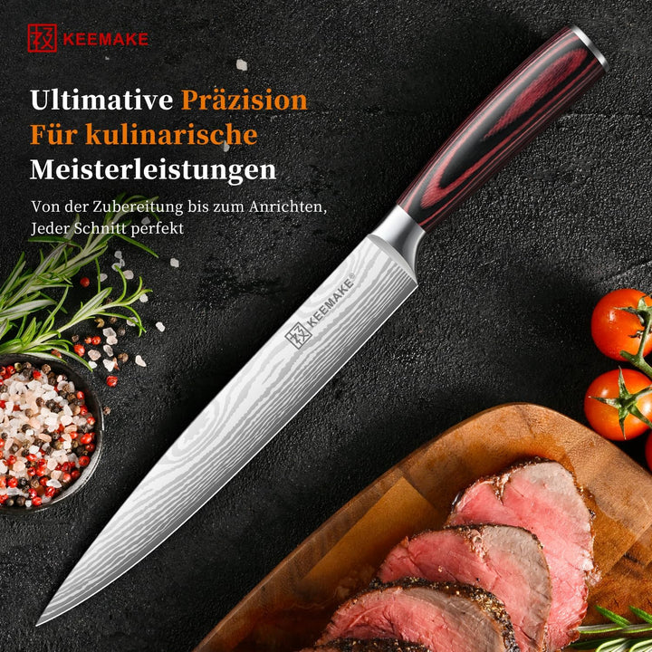 KEEMAKE Küchenmesser Fleischmesser Extrem Scharf, 20cm Profi Kochmesser aus Edelstahl mit Klingensch