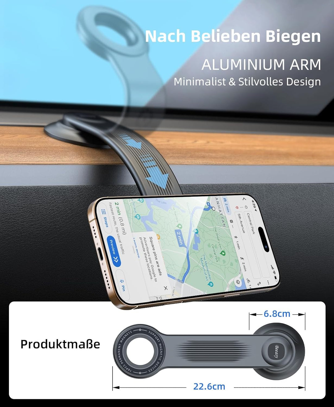 Beeasy Handyhalterung Auto für Magsafe Autohalterung, Magnet Handy Halterung Auto Armaturenbrett mit