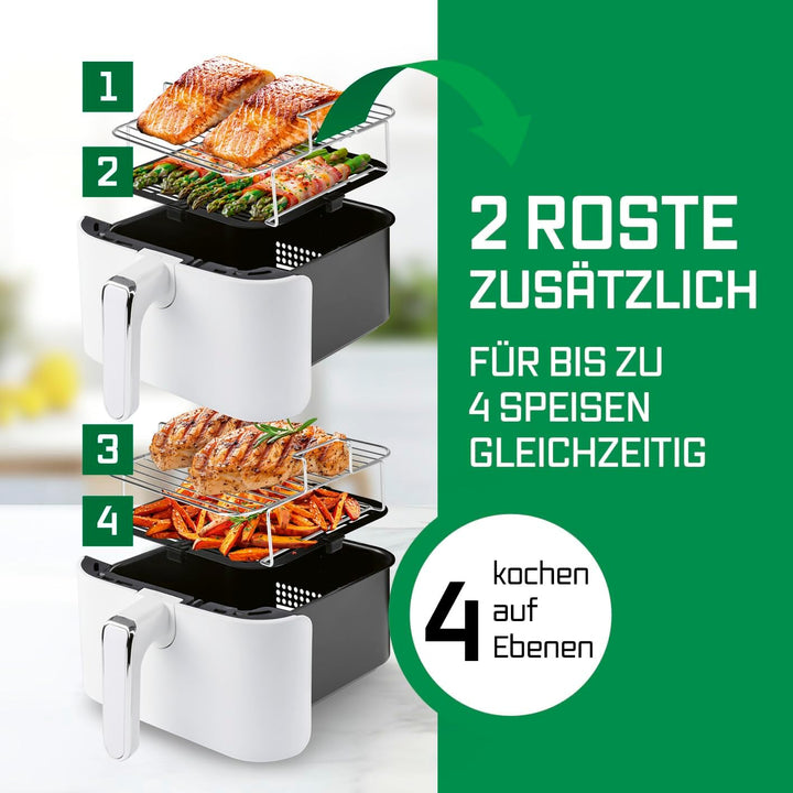 GOURMETmaxx FryUp Vertikale Doppelkammer Heissluftfritteuse | vertikaler Airfryer | klappbares Touch