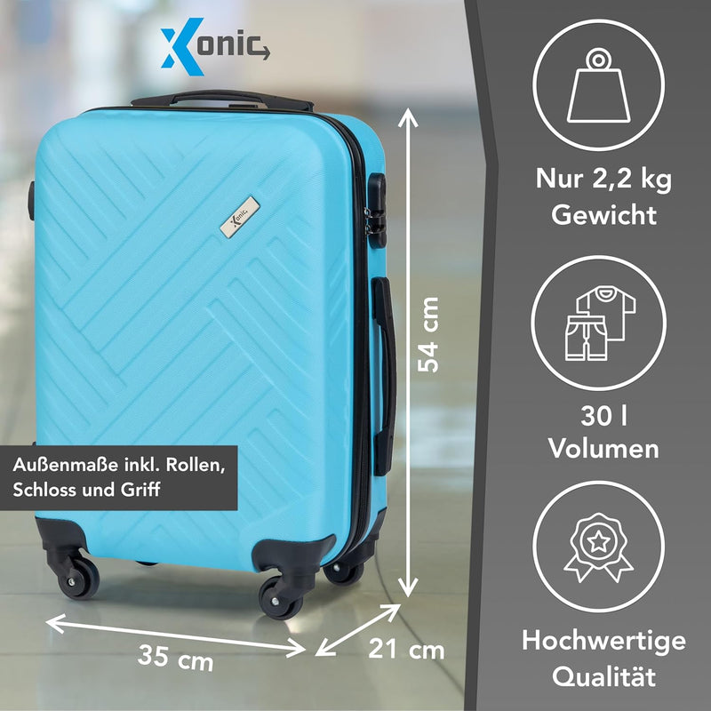 Xonic Design Boardcase Reisekoffer - Hartschalen-Koffer mit 360° Leichtlauf-Rollen - hochwertiger Ka