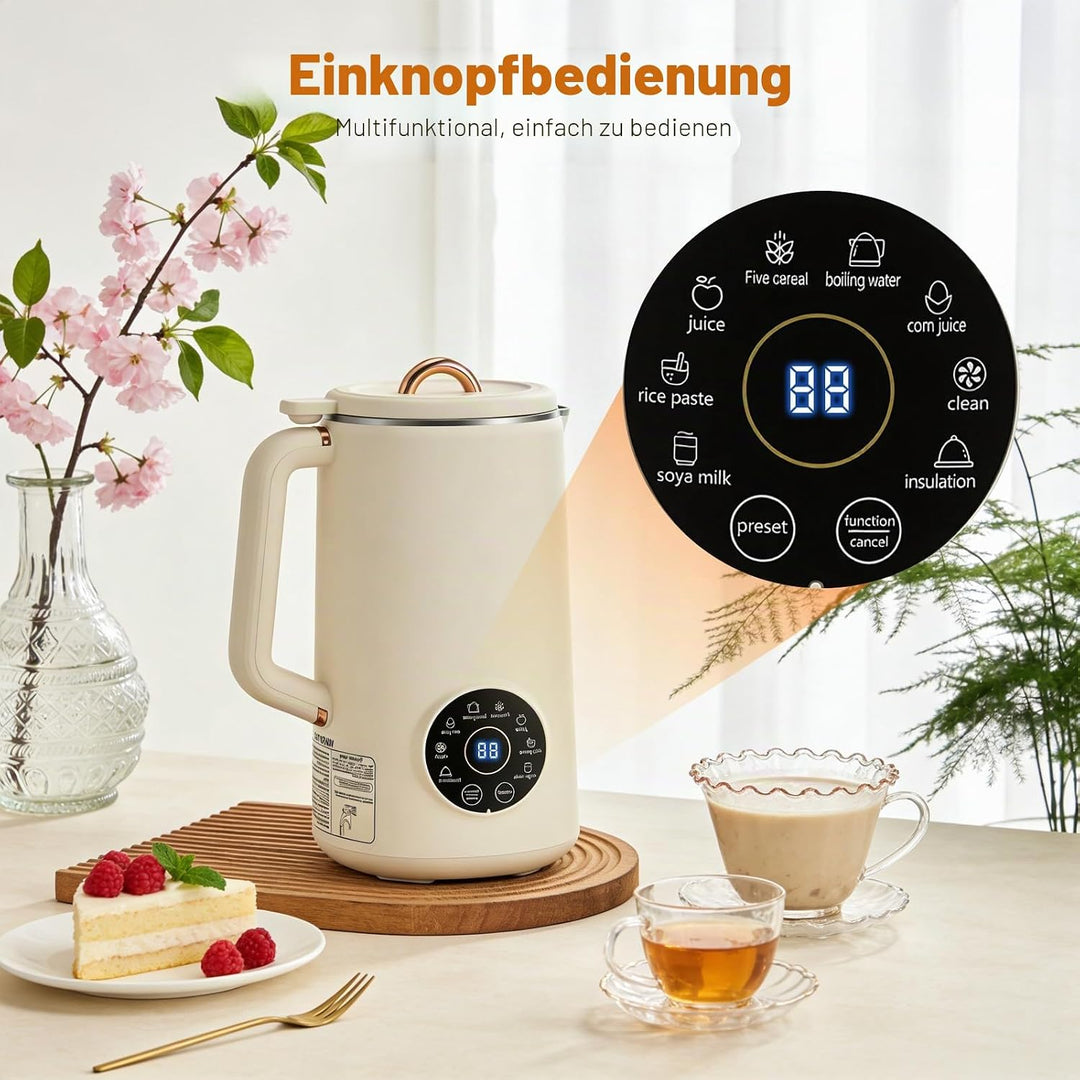 Nussmilchmaschine, 1000ML 8-in-1 Sojamilch Maschine, Automatische Warmhaltefunktion &amp; Selbstreinigun