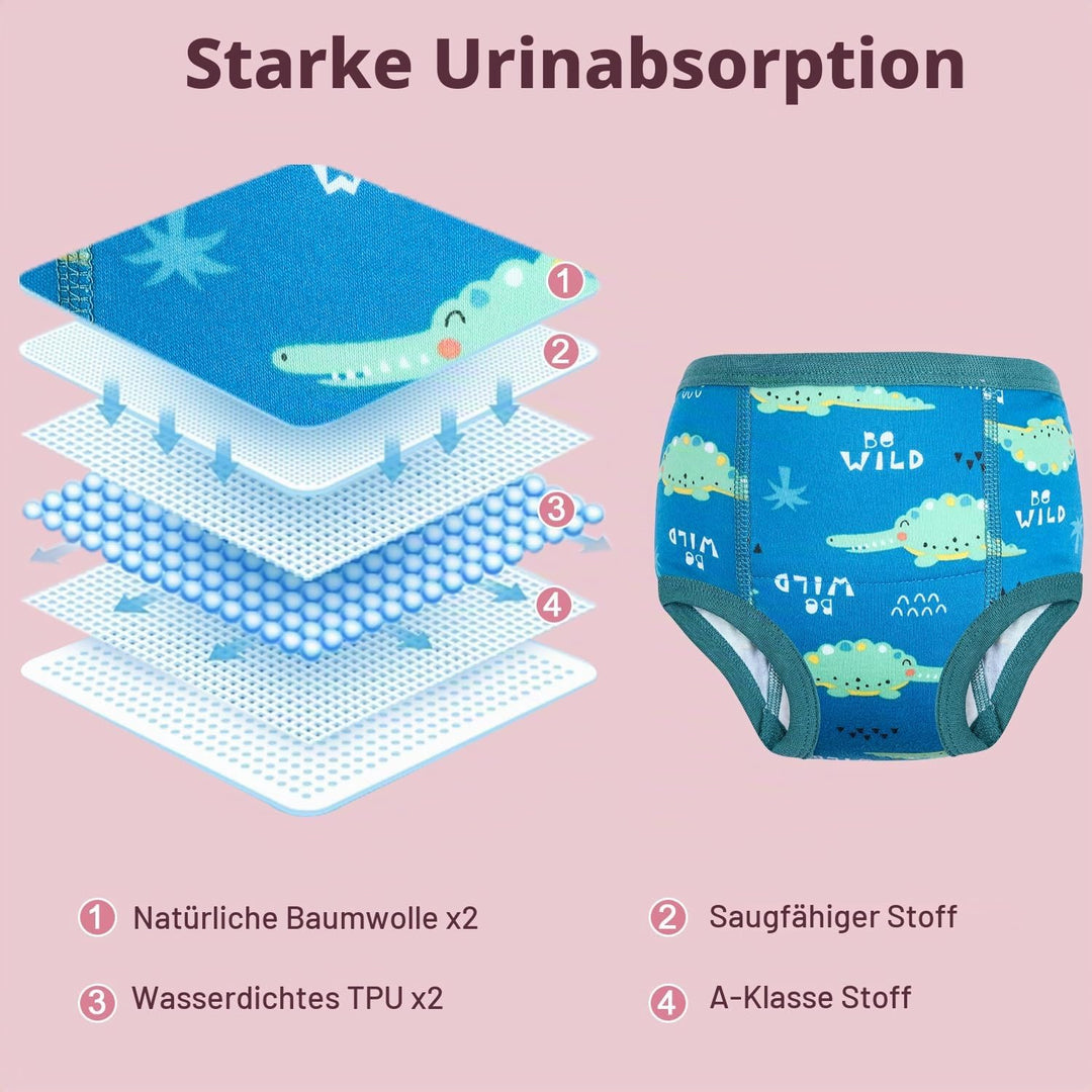 MOEMOE BABY Töpfchen Trainingshose, Baumwolle Waschbare Lernhosen Lernwindel Unterwäsche Unterhosen