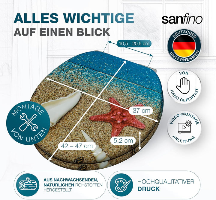 Premium WC Sitz mit Absenkautomatik – hochwertige Toilettendeckel aus Holz, viele bunte Motive, hohe