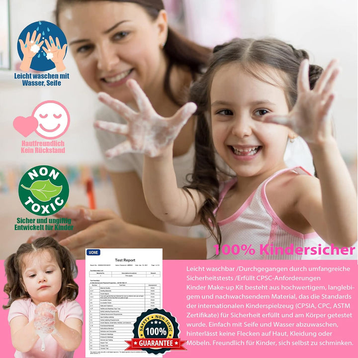 Kinderschminke Set Mädchen Schminkkoffer Mädchen - 54 PCS Waschbar und Sicher Kinder Schminkset , Pr