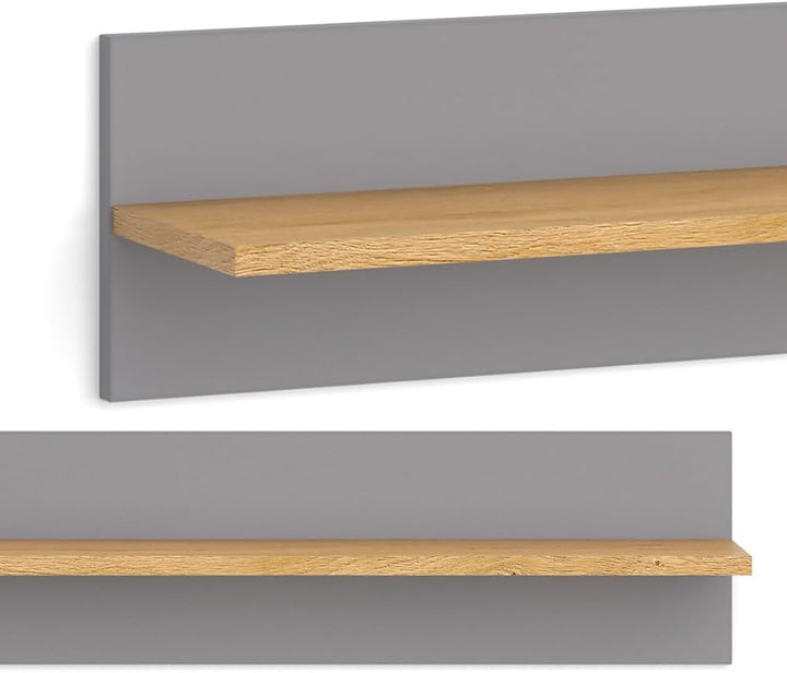 VitaliSpa Wandregal für das Kinderzimmer Malia, Grau/Eiche, 70 x 20 cm, Grau