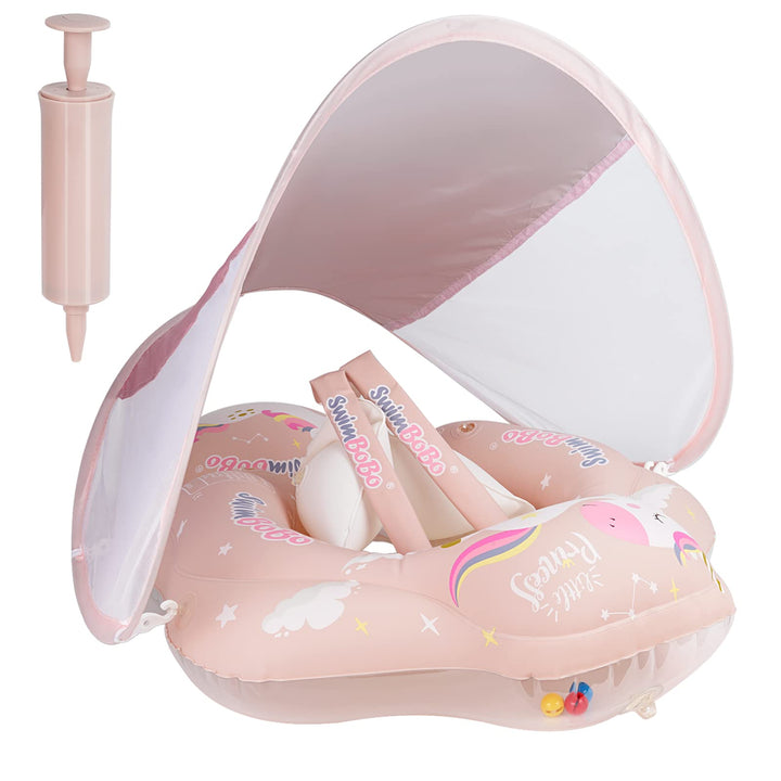 Schwimmring Baby ab 6-36 Monate, Schwimmring mit Sonnendach Entfernbar, Aufblasbare Schwimmtrainer m