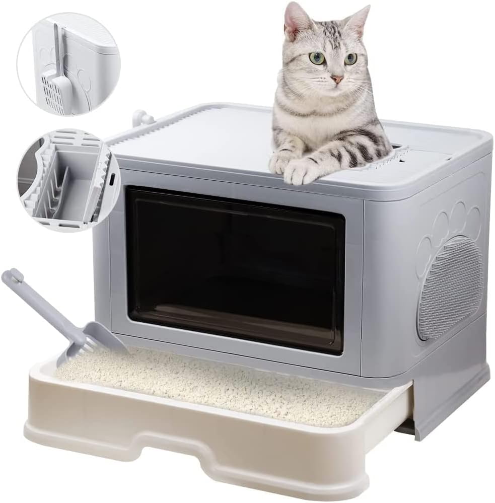 Katzentoilette gross Katzentoilette mit Deckel, grosse Katzentoilette faltbar mit Schublade und Scha