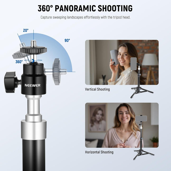 NEEWER Webcam Stativ Stand, Mini Kamera Tisch Stativ mit Handyhalterung, Desktop Tripod kompatibel m