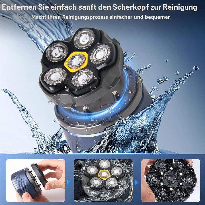 Glatzen Rasierer Herren Elektrisch Kopfrasierer für Männer, 6D Magnetischer Glatzenrasierer Kabellos