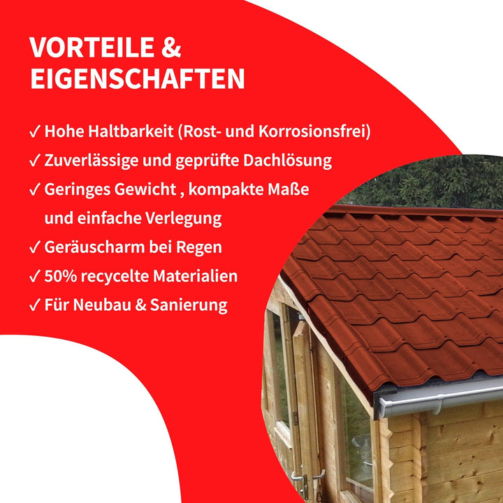 ONDUVILLA Dachplatten Bitumenwellplatten Dachsystem zum Verlegen-Dachmaterial wetterfest&langlebig–F