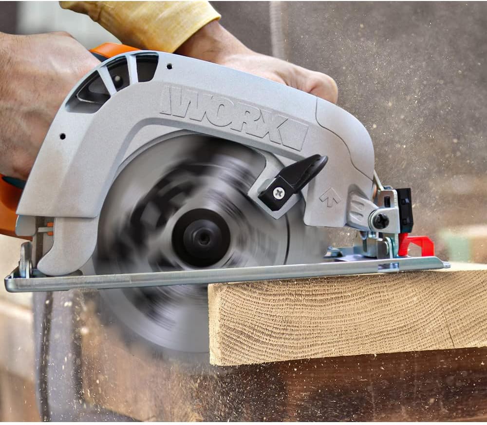 WORX WX425 Handkreissäge 1200W - zum Sägen von Holz, Aluminium &amp; Stahl - präzise Gehrungsschnitte –