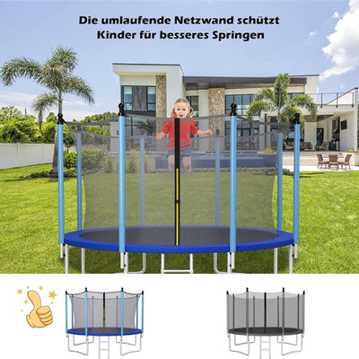 GYMAX Trampolin Ersatznetz 180cm Höhe, Sicherheitsnetz aus PE mit Reissverschluss, Schutzklammern, T