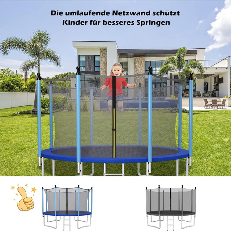 GYMAX Trampolin Ersatznetz 180cm Höhe, Sicherheitsnetz aus PE mit Reissverschluss, Schutzklammern, T
