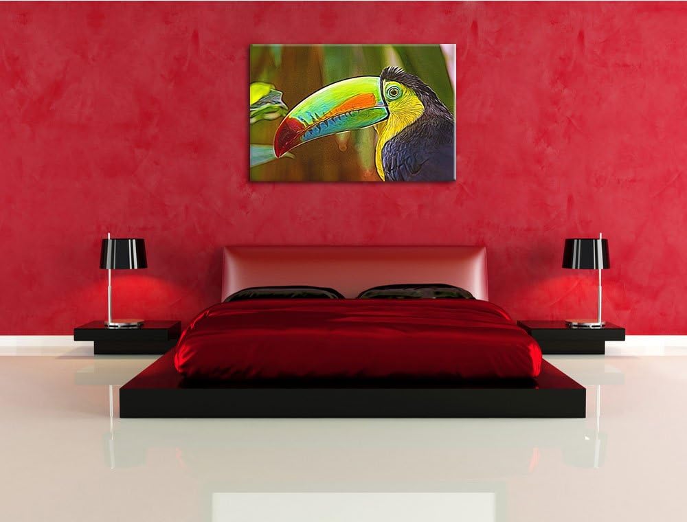 schöner Tukan Deluxe Format: 100x70 cm auf Leinwand, XXL riesige Bilder fertig gerahmt mit Keilrahme