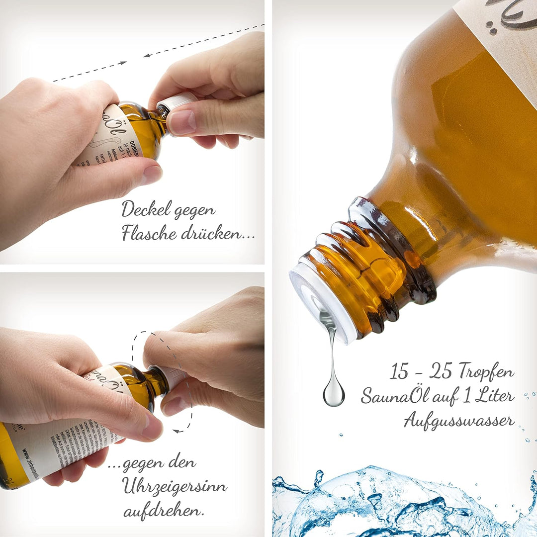 SaunaÖl Latschenkiefer (100ml) für Saunaaufguss mit würzigem Latschenkiefer-Duft Sauna Aufgussmittel