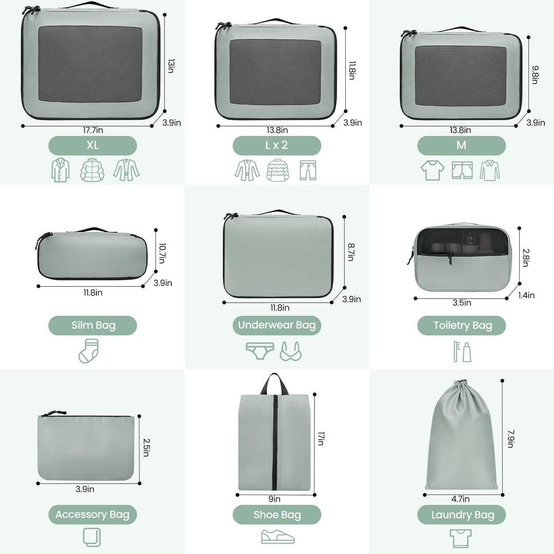 Packing Cubes for Suitcase 10 Set, Leichtgewichtige Gepäck Packing Organizer Packing Cubes für Reise