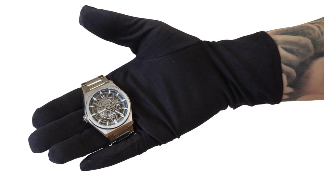 Handschuhe aus Mikrofaser, schwarz, Heli, für Uhrmacherei, Schmuck, Manipulation von Schmuck und Uhr