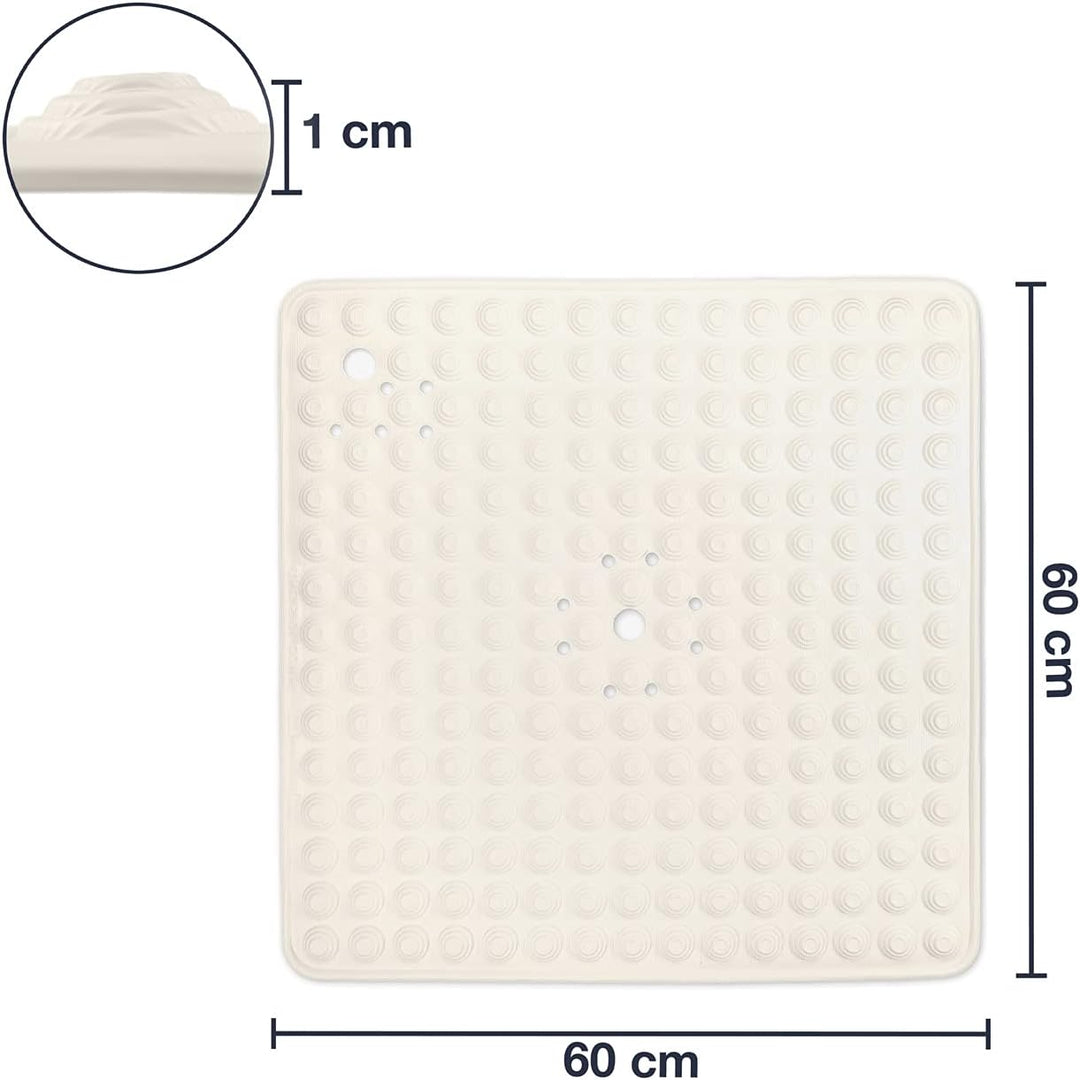 WohnDirect Duschmatte Creme/quadratisch: 60x60 cm - rutschfest & sehr robust - Antirutschmatte für D