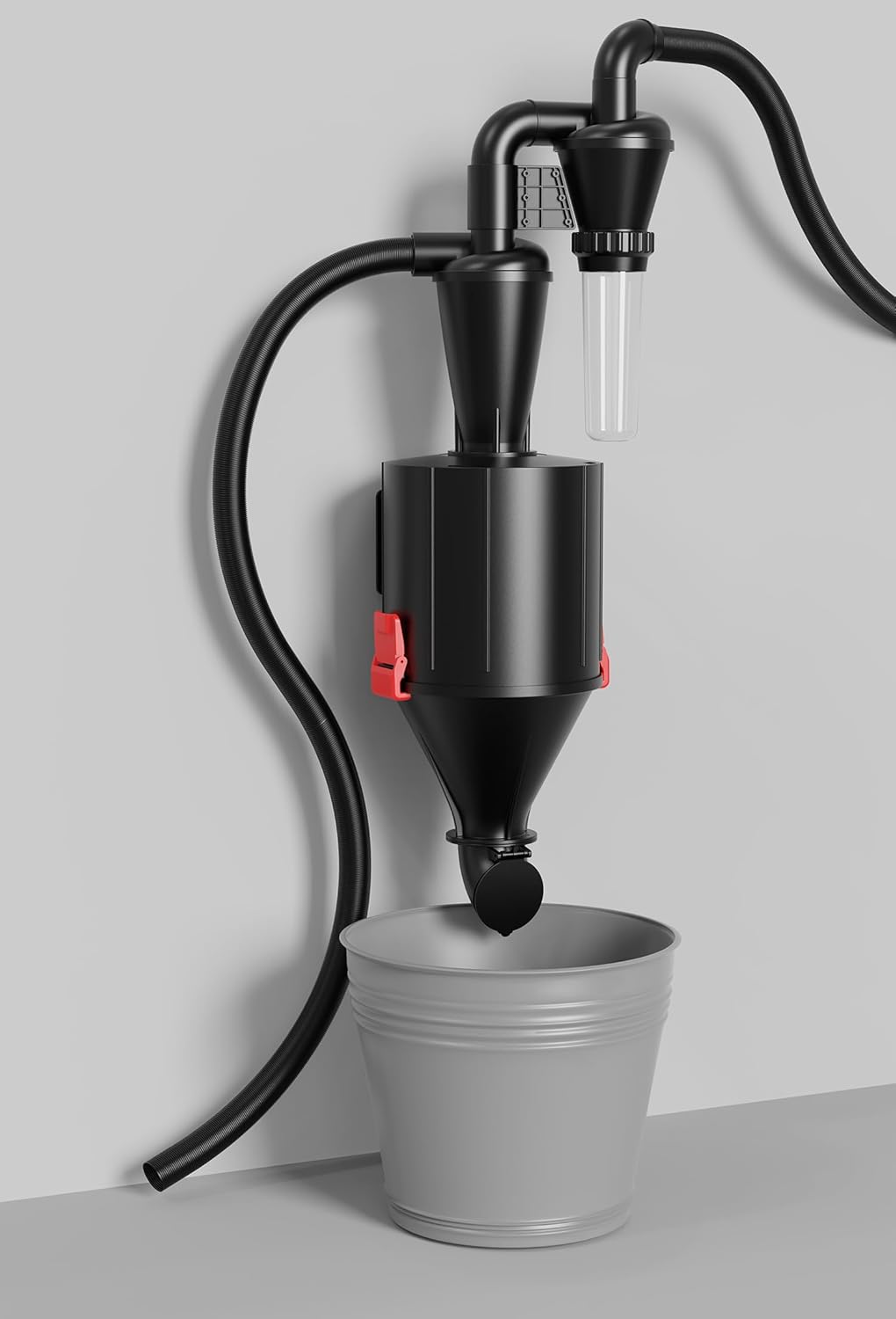 Doppelfilter Zyklon Staubsammler mit Doppelfunktion Eimer, kann an der Wand montiert oder als Eimer