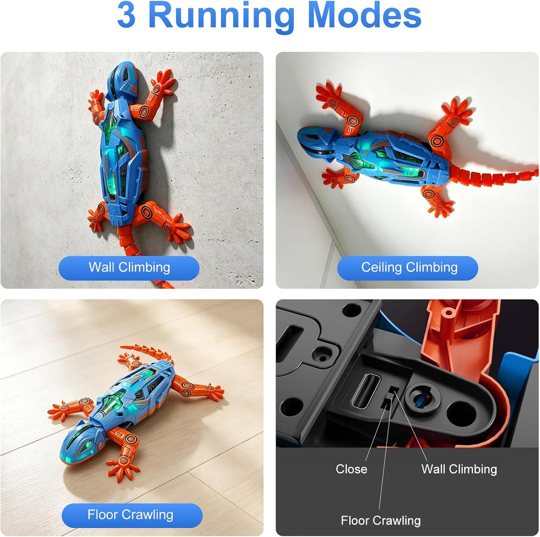Ferngesteuerter Wandkletterer Gecko, Wandkletter‑Funktion mit LED‑Lichtern
