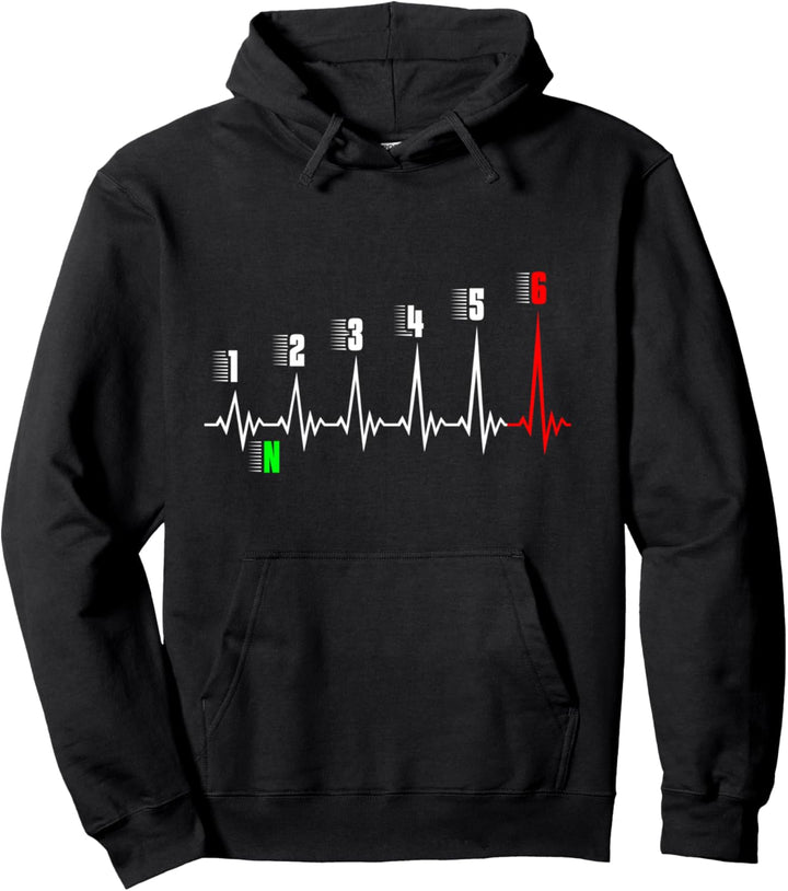 Herzschlag eines Motorradfahrers: 1N23456 - Motorrad Pullover Hoodie