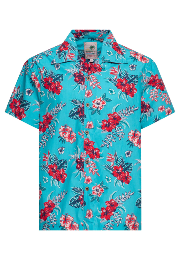 King Kerosin Herren Hemd Alloverprint Printhemd Hawaiian Shirt Kurzarm Hawaiihemd Kurzarm-Hemd Tropi
