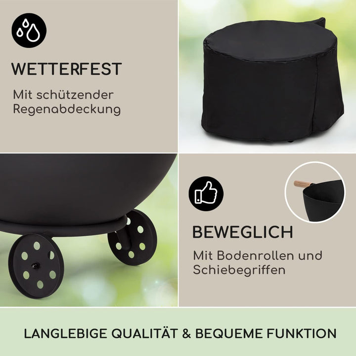Blumfeldt Feuerschale, Outdoor Stahl-Feuerschale Gross für Balkon & Camping, Mobile Feuerschale 70 c
