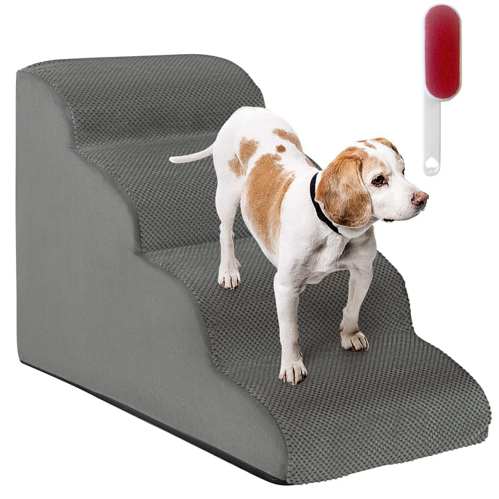 COSTWAY Hundetreppe 4 Stufen, rutschfeste Hundestufe aus Schaumstoff, Haustiertreppe für Hunde Katze