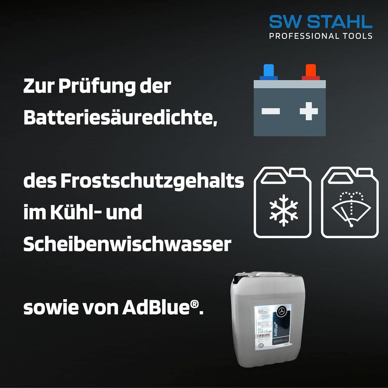 SW-Stahl 21550L Refraktometer I zur Prüfung von Frostschutzmittel, Batteriesäure und Adblue I Werkze