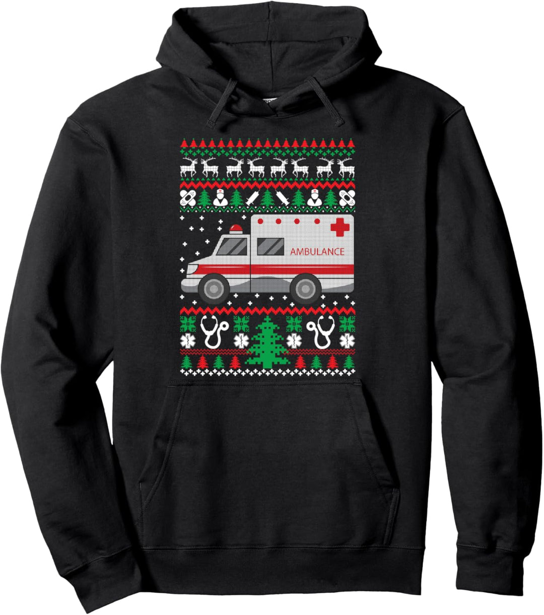 Paramedic Ugly Christmas Emergency Holiday EMT EMS Xmas Gift Pullover Hoodie