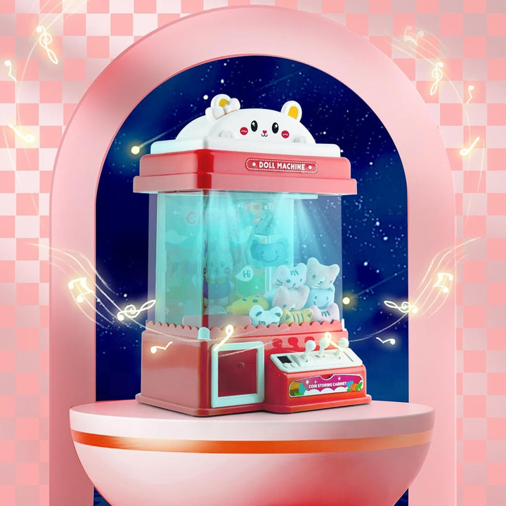 Mini Greifmaschine Candy Doll Gachapon Grabber Süssigkeiten Greifautomat mit 10 Puppen 20 Münzschieb