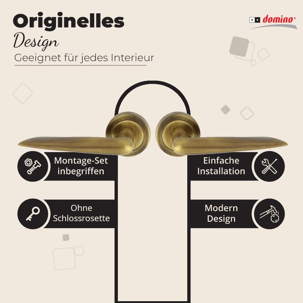 domino Türgriff Drückergarnitur | Türklinke für Zimmertür, Bürotür, Kellertür & Innentür | Türbeschl
