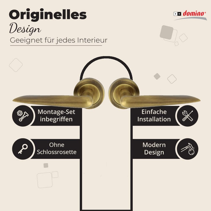 domino Türgriff Drückergarnitur | Türklinke für Zimmertür, Bürotür, Kellertür & Innentür | Türbeschl