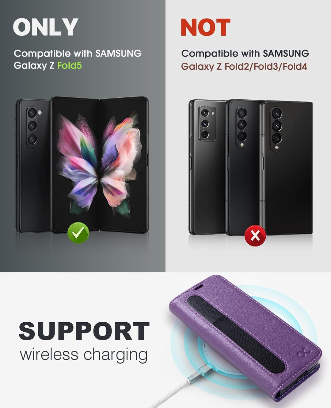 OCASE Hülle Samsung Galaxy Z Fold 5 5G Handyhülle mit [S Pen Halter] [Grenzschutz] [Premium PU Leder