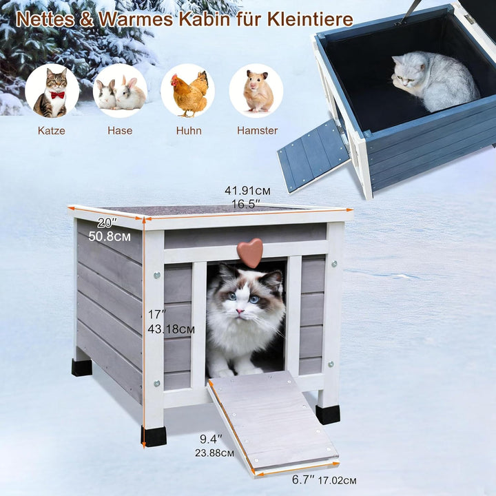 Katzenhaus für Katzen im Freien Feral Kitty Shelter mit isolierter Auskleidung für den Winter, wasse