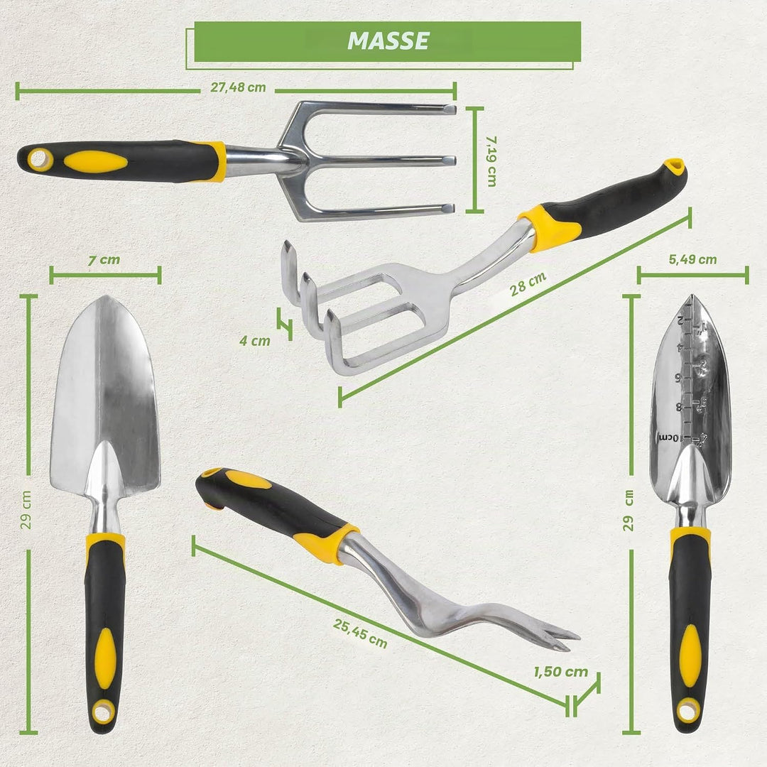 BLOSTM Gartengeräte Set 5-Teilig - Robuste Gartenwerkzeug Set mit Ergonomischen Griffen - Handschauf