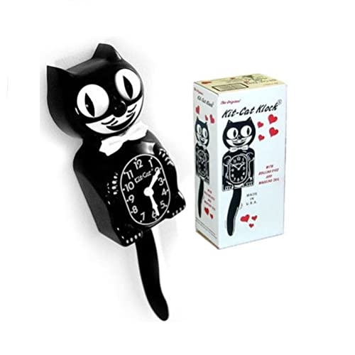 Hotrodspirit Wanduhr Katze Kit schwarz 33 cm Wanduhr Deko-Us