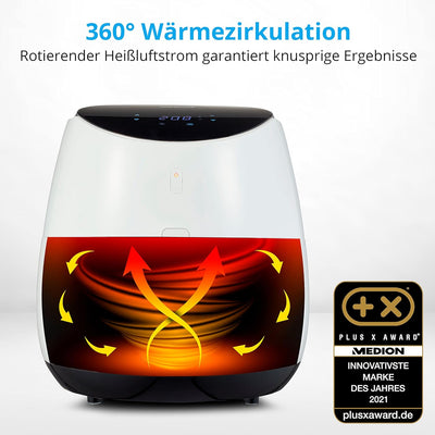 MEDION XXL Heissluftfritteuse mit 2000 Watt (5 L Fassungsvermögen, Digital Display, benötigt kaum Öl