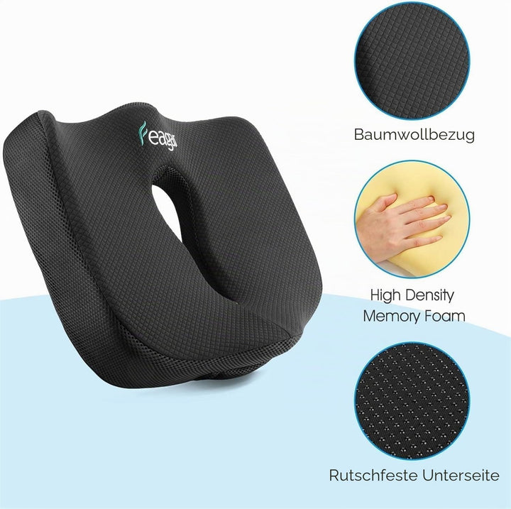 Feagar Sitzkissen, Orthopädisches Sitzkissen aus Memory Foam, Ergonomisches Sitzkissen für Bürostuhl