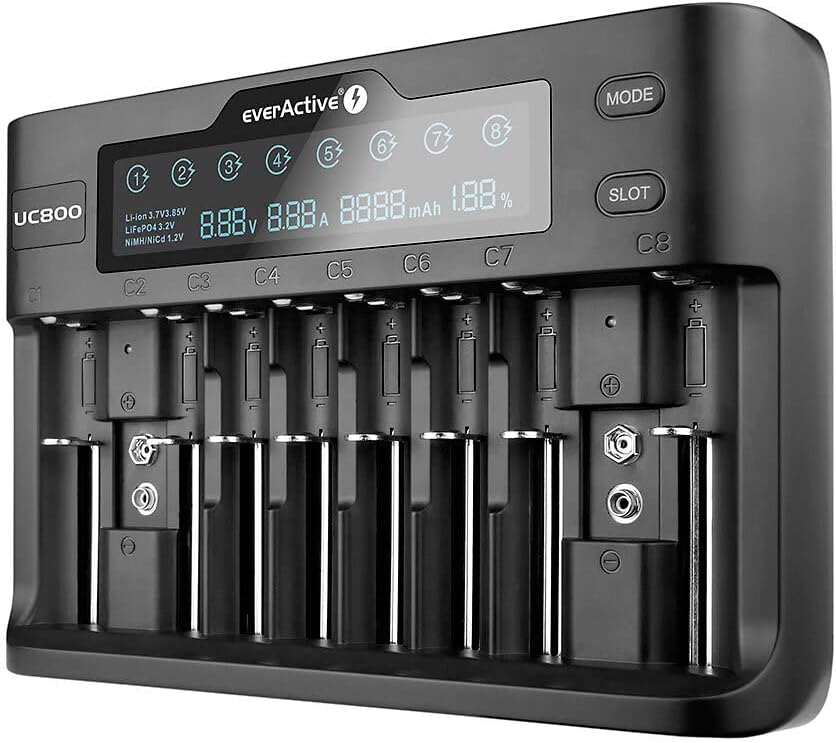 Charger for Cylindrical Li-ion and NI-MH Batteries everActive UC-800