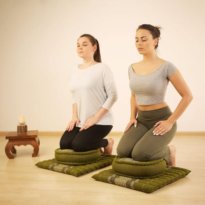 livasia Meditationsset L - Ø 38x15cm / Matte 50x50x4,5cm - Yogaset mit Kissen und Matte, Pouf, Yogam