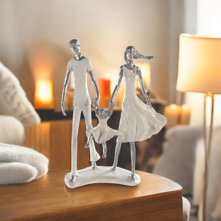 Casablanca modernes Design Skulptur Familie - Familienglück - weiss/Silber - Polyresin - Höhe 31 cm
