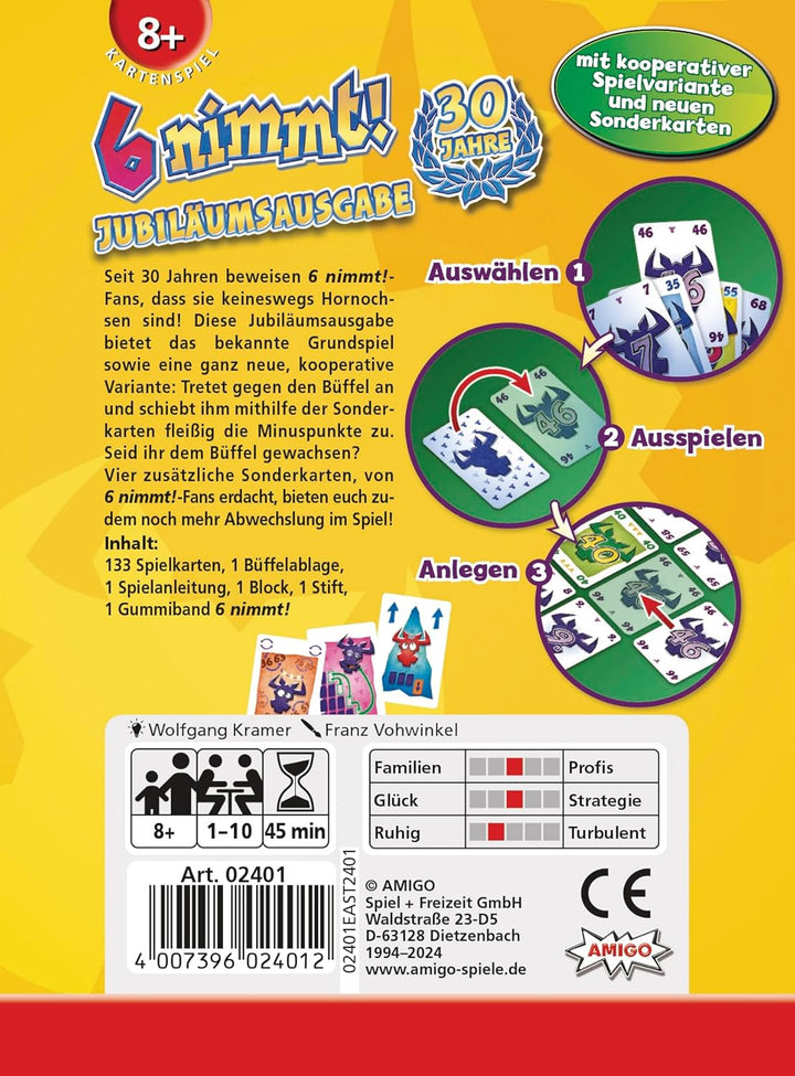 AMIGO 02401 6 nimmt 30 Jahre-Edition &amp; Spiele 8940 - Hornochsen, 10 Jahre+ 6 nimmt + Hornochsen, 6 n