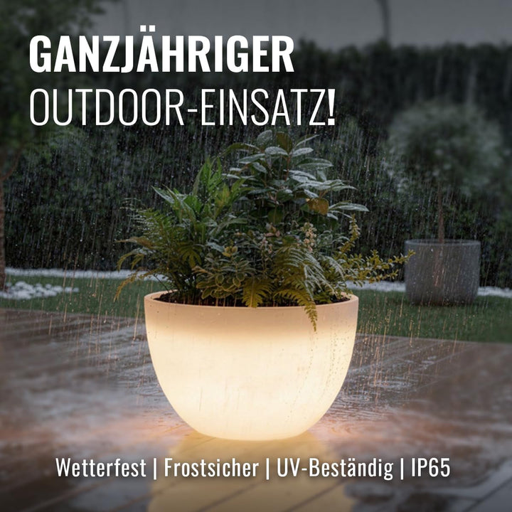 8 seasons design Shining Curvy Pot XM, LED Pflanzkübel (Weiss) 59 x 39 cm, E27 Fassung inkl. Leuchtm