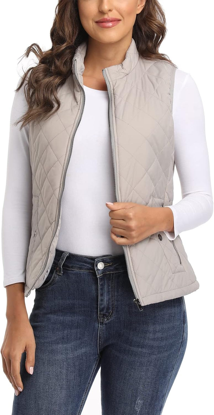 MISS MOLY Damen Weste mit Stehkragen Weste Jacke Winter Warm Ultraleicht Hellgrau 46, Hellgrau 46