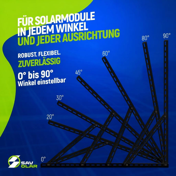SAVOLAR Solarmodul Halterung Balkonkraftwerk bis 117cm (46 Zoll) Winkel Einstellbar 0-90°, Robuste N